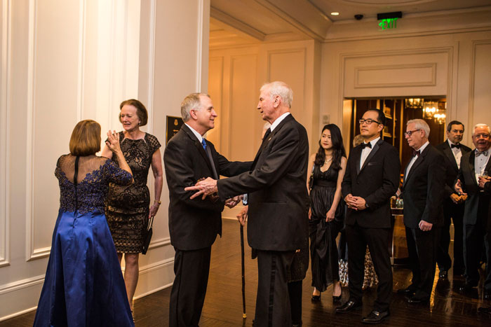 The Wagners greet guests in the receiving line at the formal gala.